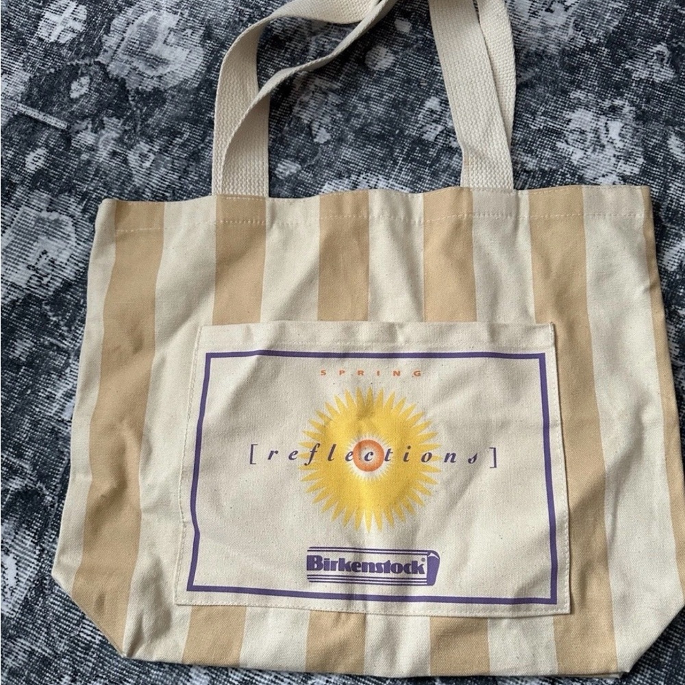 Birkenstock Tan and Cream Striped Tote
